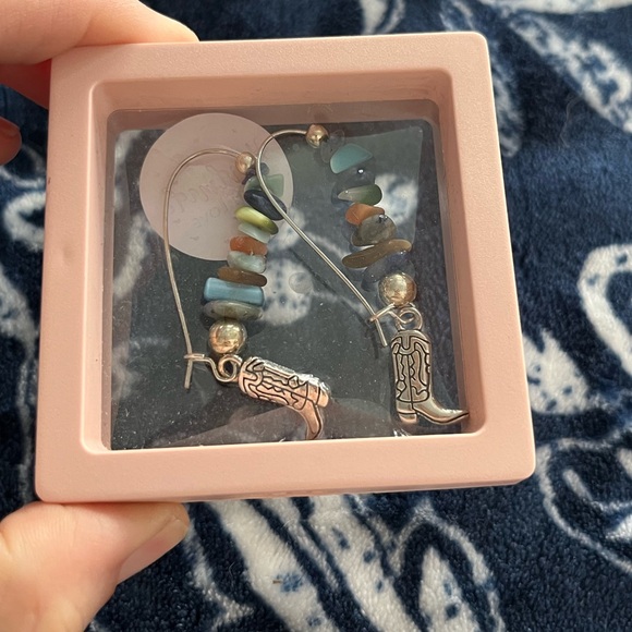 Handcrafted by @carolynhenski Western Cowboy Boots Dangle Earrings - Picture 4 of 4